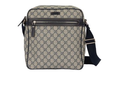 GG Messenger Bag, &pound;395, Handbags, Beige/Blue, Coated Canvas, Front view